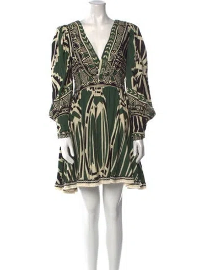 Pre-owned Patbo Printed Mini Dress In Green