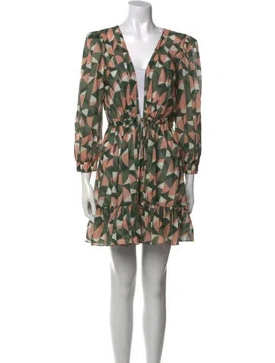 Pre-owned Patbo Printed Mini Dress In Green