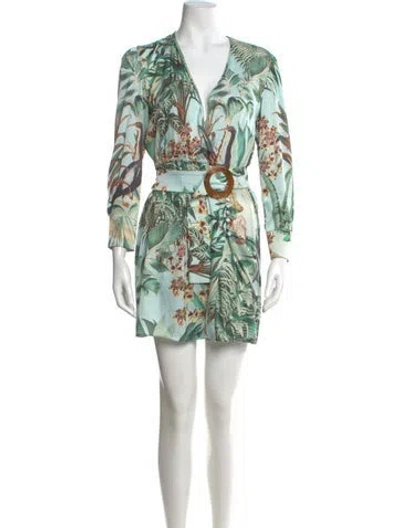 Pre-owned Patbo Printed Mini Dress In Green
