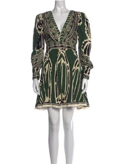 Pre-owned Patbo Printed Mini Dress In Green