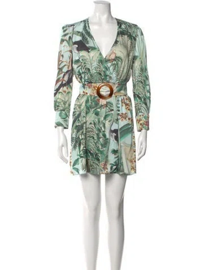 Pre-owned Patbo Printed Mini Dress In Green