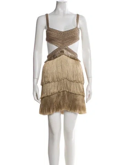 Pre-owned Patbo Printed Mini Dress In Neutral