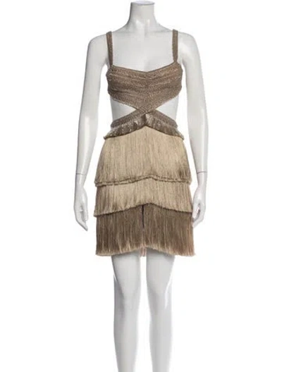 Pre-owned Patbo Printed Mini Dress In Neutral