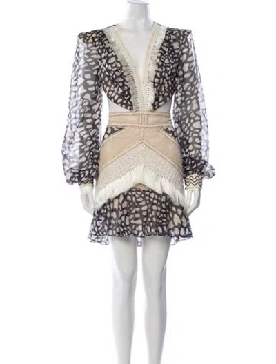 Pre-owned Patbo Printed Mini Dress In Neutral
