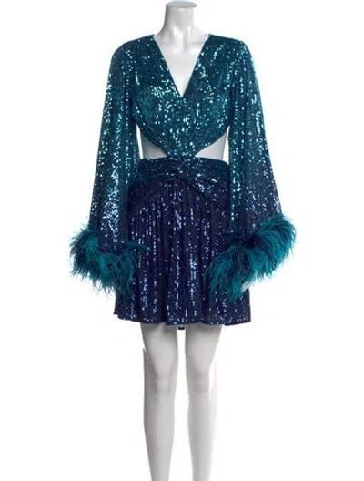 Pre-owned Patbo Printed Mini Dress W/ Tags In Blue