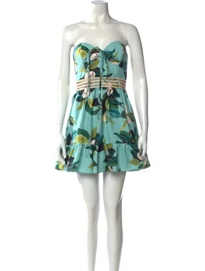 Pre-owned Patbo Printed Mini Dress W/ Tags In Green