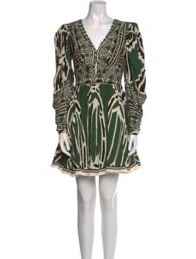 Pre-owned Patbo Printed Mini Dress W/ Tags In Green