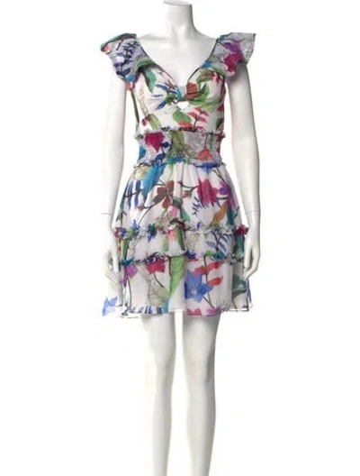 Pre-owned Patbo Printed Mini Dress W/ Tags In White
