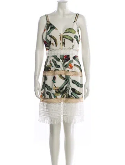 Pre-owned Patbo Printed Mini Dress In White