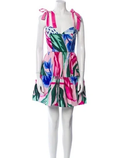 Pre-owned Patbo Printed Mini Dress In White