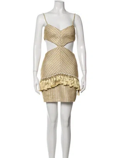 Pre-owned Patbo Printed Mini Dress In White