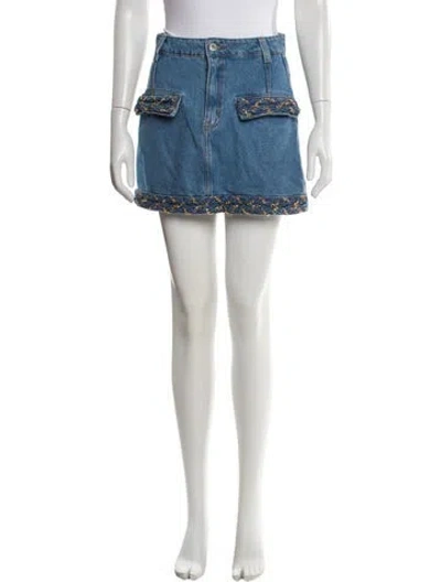 Pre-owned Patbo Printed Mini Skirt In Blue