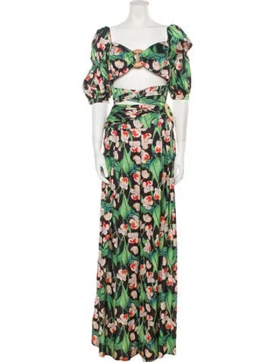 Pre-owned Patbo Printed Pant Set In Green