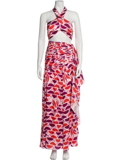 Pre-owned Patbo Printed Skirt Set In Pink