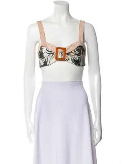 Pre-owned Patbo Printed Square Neckline Crop Top In Multi