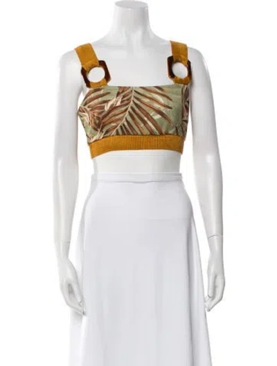 Pre-owned Patbo Printed Square Neckline Crop Top In Neutral