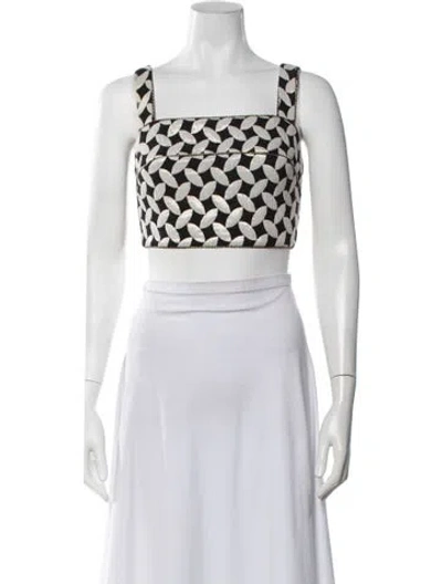 Pre-owned Patbo Printed Square Neckline Crop Top W/ Tags In Black