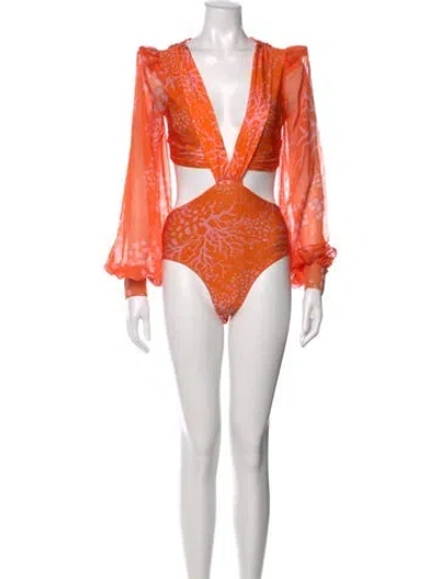 Pre-owned Patbo Printed Top W/ Tags In Orange