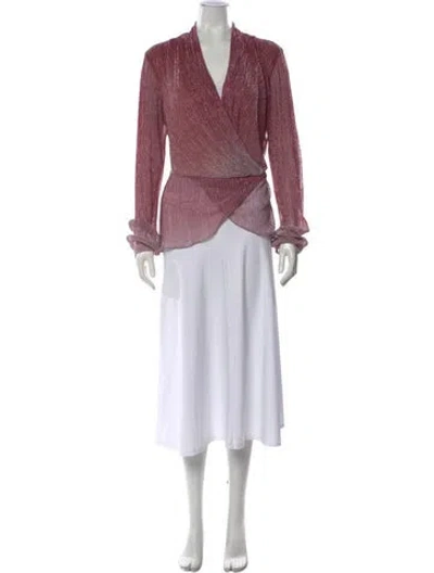 Pre-owned Patbo Printed V-neck Blouse In Pink