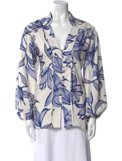 Pre-owned Patbo Printed V-neck Sweater In Blue
