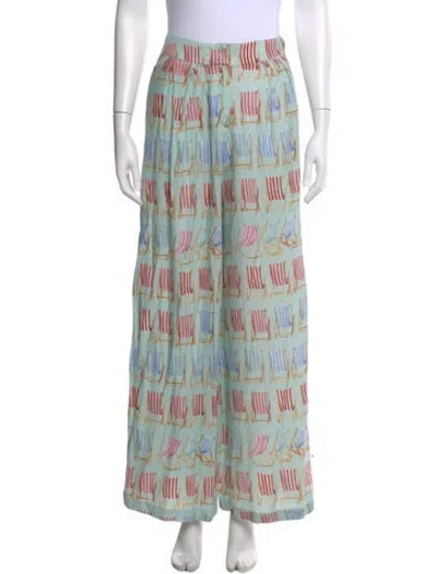 Pre-owned Patbo Printed Wide Leg Pants In Blue