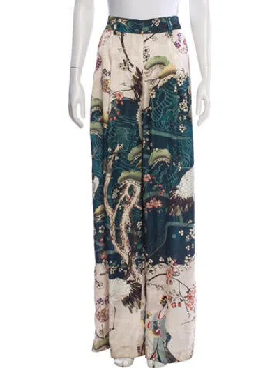 Pre-owned Patbo Printed Wide Leg Pants In Blue
