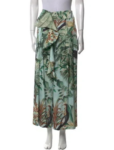 Pre-owned Patbo Printed Wide Leg Pants In Green