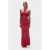 Patbo Radiant Fringe Halterneck Maxi Dress In Red
