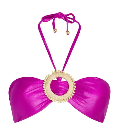 Patbo Raffia-trim Groovy Bikini Top In Purple