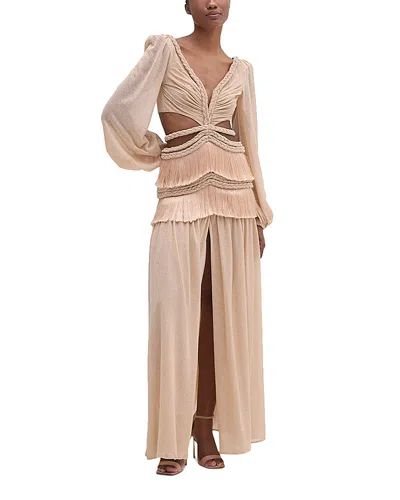 Patbo Rope Trim Fringe Trim Dress In Beige