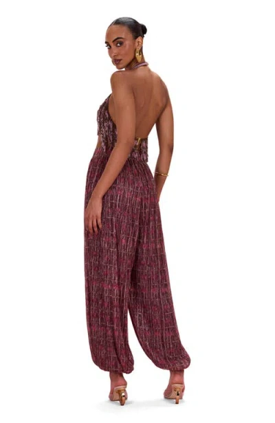 Patbo Rose Mirage Beaded Halterneck Top In Brown
