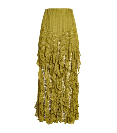 Patbo Ruffle Petal Maxi Skirt In Green