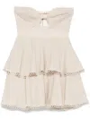 Patbo Ruffled Mini Dress In Neutrals