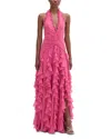 Patbo Ruffled Plunge Gown In Pink