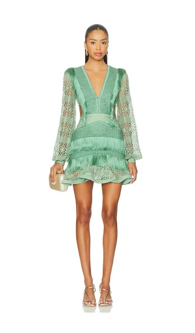 PATBO SAMBA FRINGE LONG SLEEVE MINI DRESS