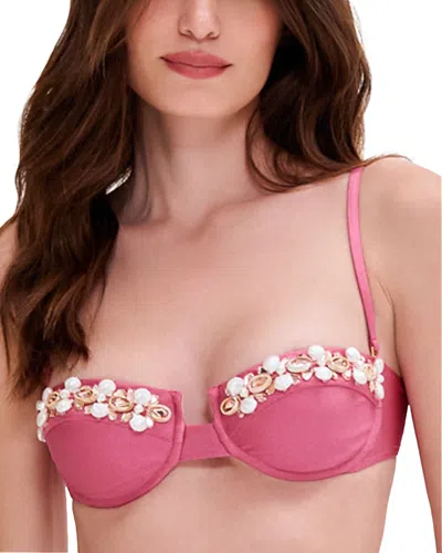 Patbo Seashell Embellished Bikini Top In Pink