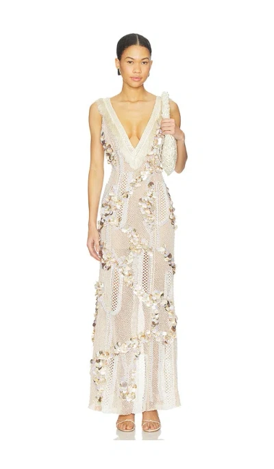 Patbo Seashell Embroidery Gown In Neutral