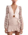 Patbo Seashell Long Sleeved Mini Dress In Beige