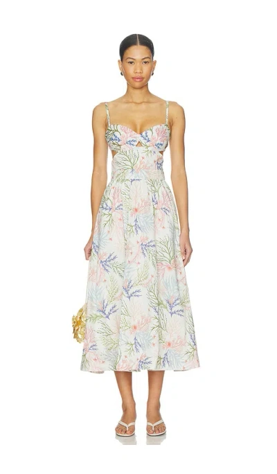 PATBO SEAWEED FLUTTER MIDI DRESS