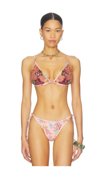 Patbo Seaweed Lace Triangle Bikini Top In Pink