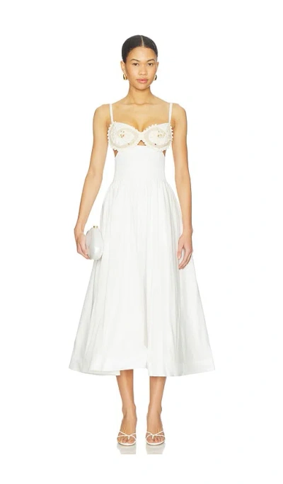 Patbo Seaweed Shell Embroidered Midi Dress In Gray