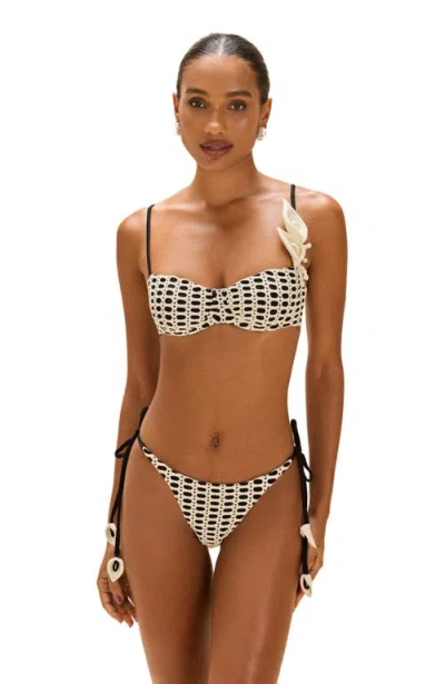 Patbo Selene Mesh Color Block Bikini Bottom In Black/off White