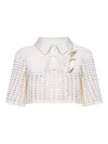 Patbo Selene Mesh Crop Top In White