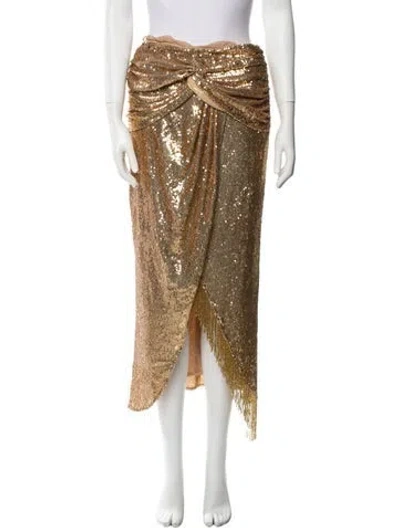 Pre-owned Patbo Sequin Embellishments Midi Length Skirt W/ Tags In Brown