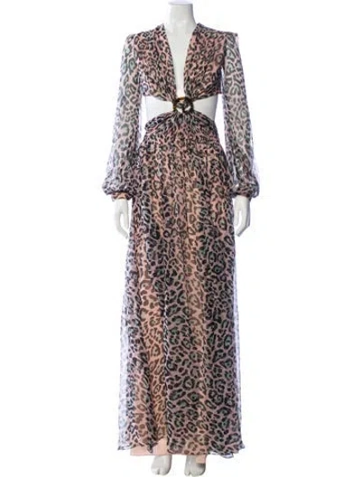 Pre-owned Patbo Silk Long Dress In Multi