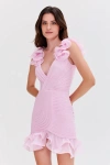 Patbo Silk Plisse Flutter Mini Dress In Pink