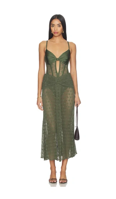 Patbo Sirena Mesh Maxi Dress In Green