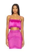 Patbo Sleeveless Fringe Cropped Top In Cerise