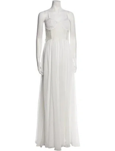 Pre-owned Patbo Square Neckline Long Dress In White