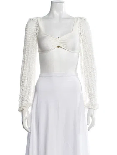 Pre-owned Patbo Square Neckline Long Sleeve Crop Top W/ Tags In Neutrals